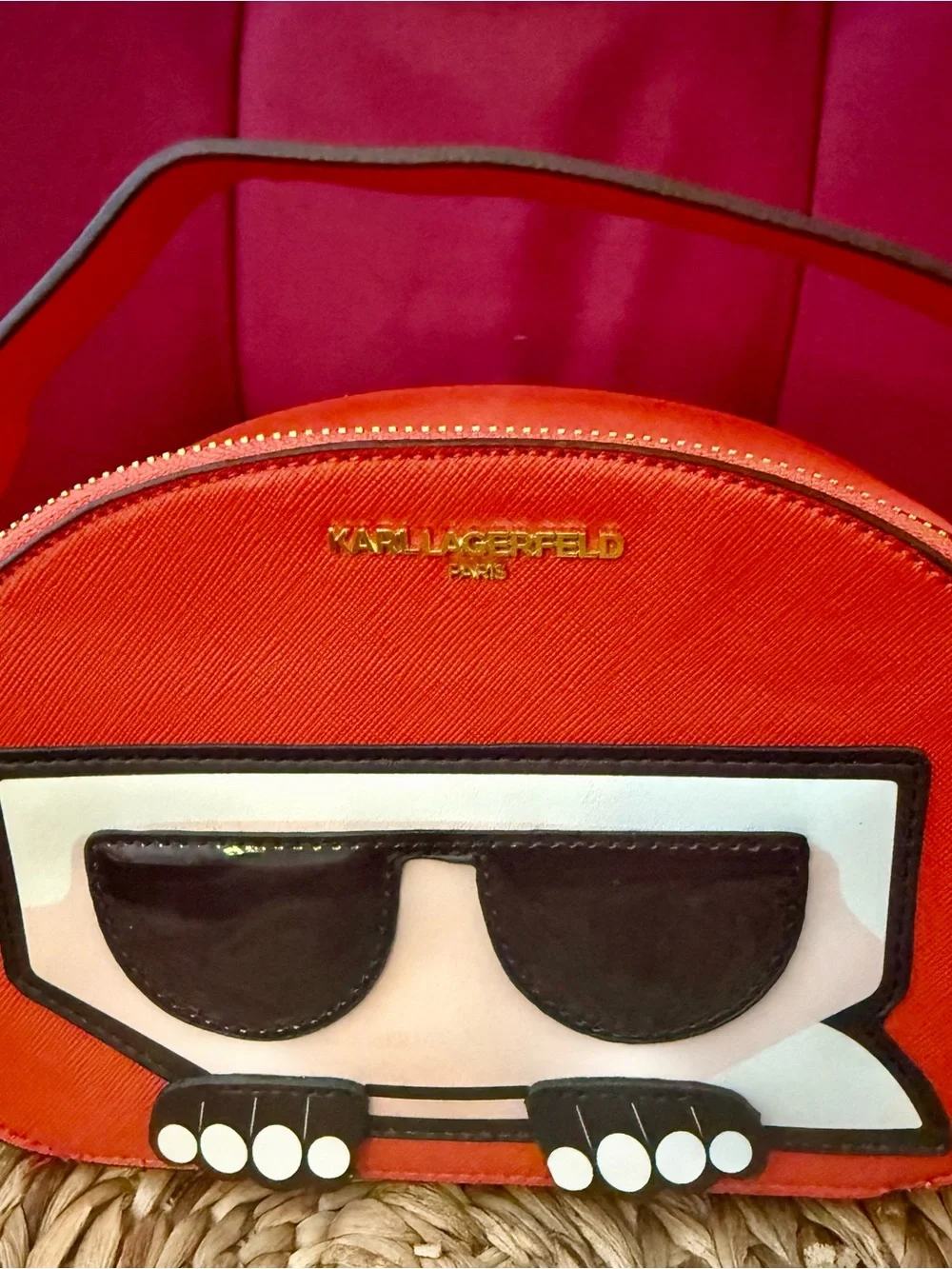 Karl Lagerfeld Paris K/lkonik Red Crossbody Bag with Sunglasses Motif - Picture 1 of 5